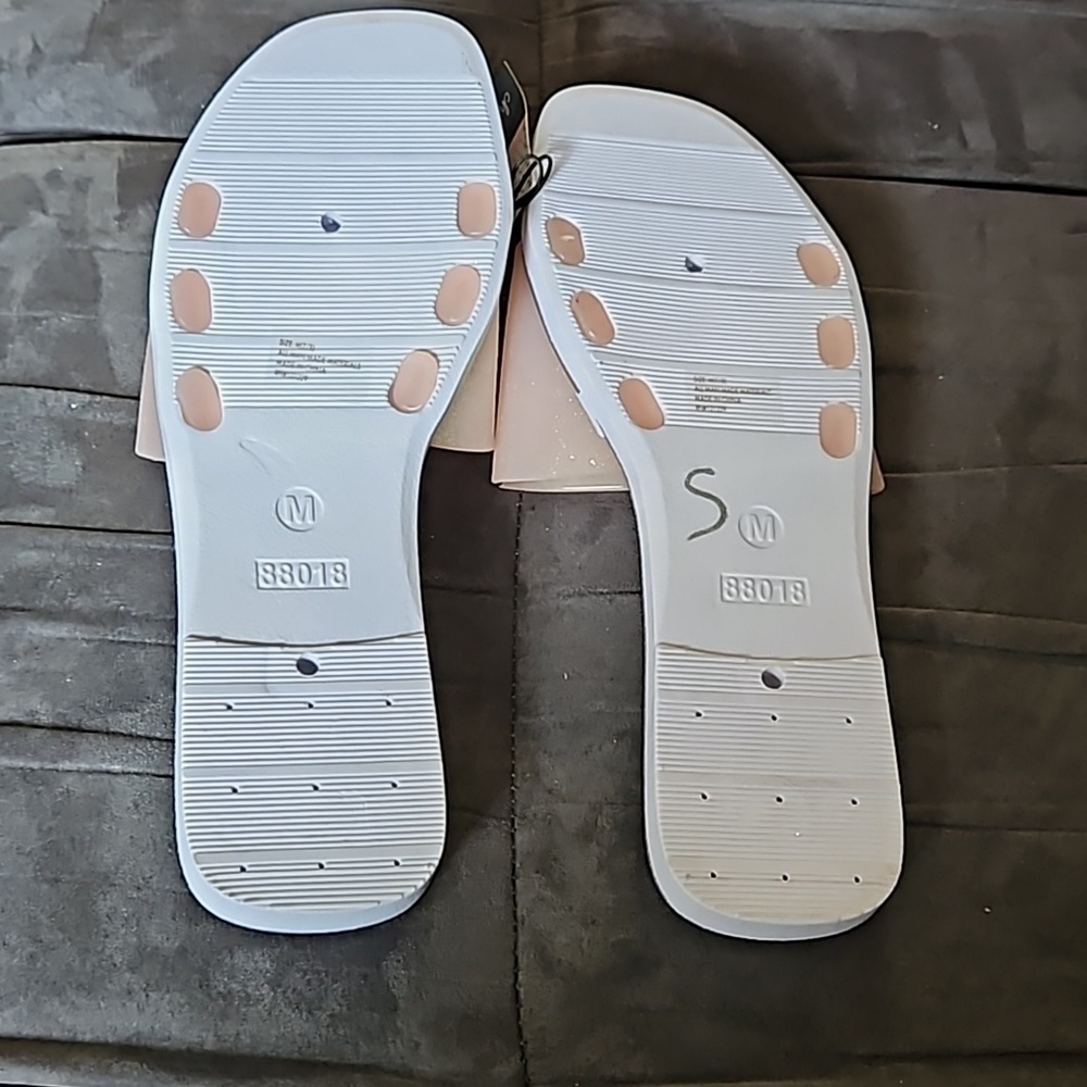 Chatties Women Light Pink Glitter Slide Sandals White Soles ManMade Size 7/8 M - Picture 5 of 8